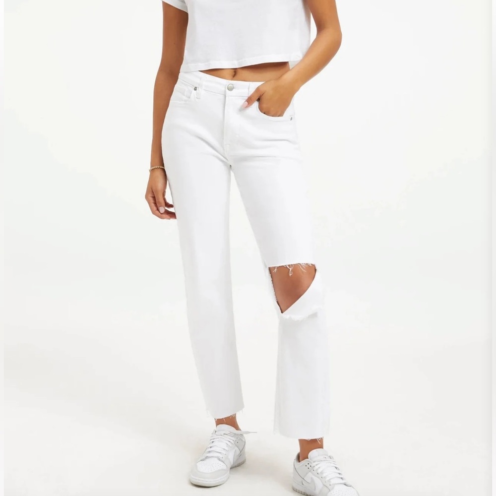 NWT Good American Icon Crop Split Jean White Sz 4